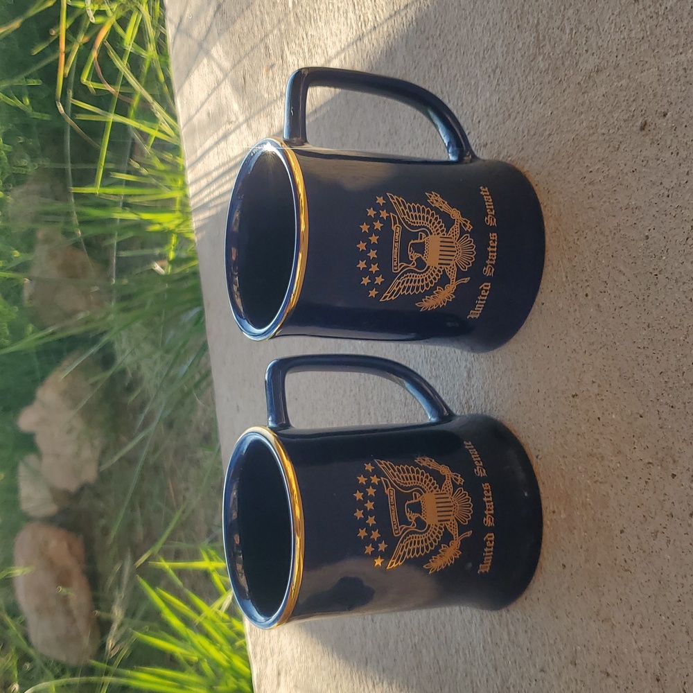 Official US Senate Coffee Mugs SET | Navy & Gold Government Collectibles